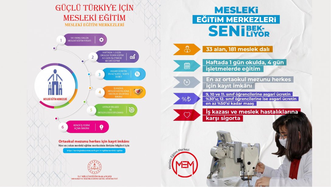 Güçlü Türkiye İçin Mesleki Eğitim Merkezleri Seni Bekliyor!