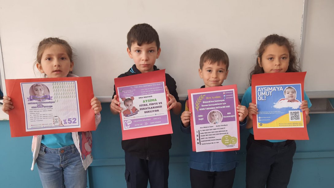 Şamlı Şehit Mustafa Adışen İlkokulu ve Ortaokulu Öğrencileri Minik Aysima'ya Umut Oldu.