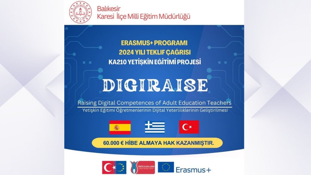 Müdürlüğümüz Ortaklığında  Yeni Bir Erasmus+ Projesi Daha Kabul Edildi.