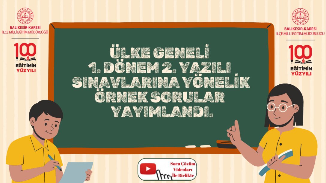 1. Dönem 2. Yazılı Sınavlarına İlişkin Örnek Soru Kitapçıkları Yayımlandı.